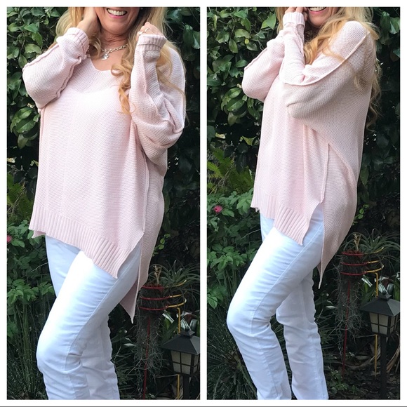 The White Lotus Boutique Sweaters - Smashing the Crazies! Blush Hi Lo Sweater